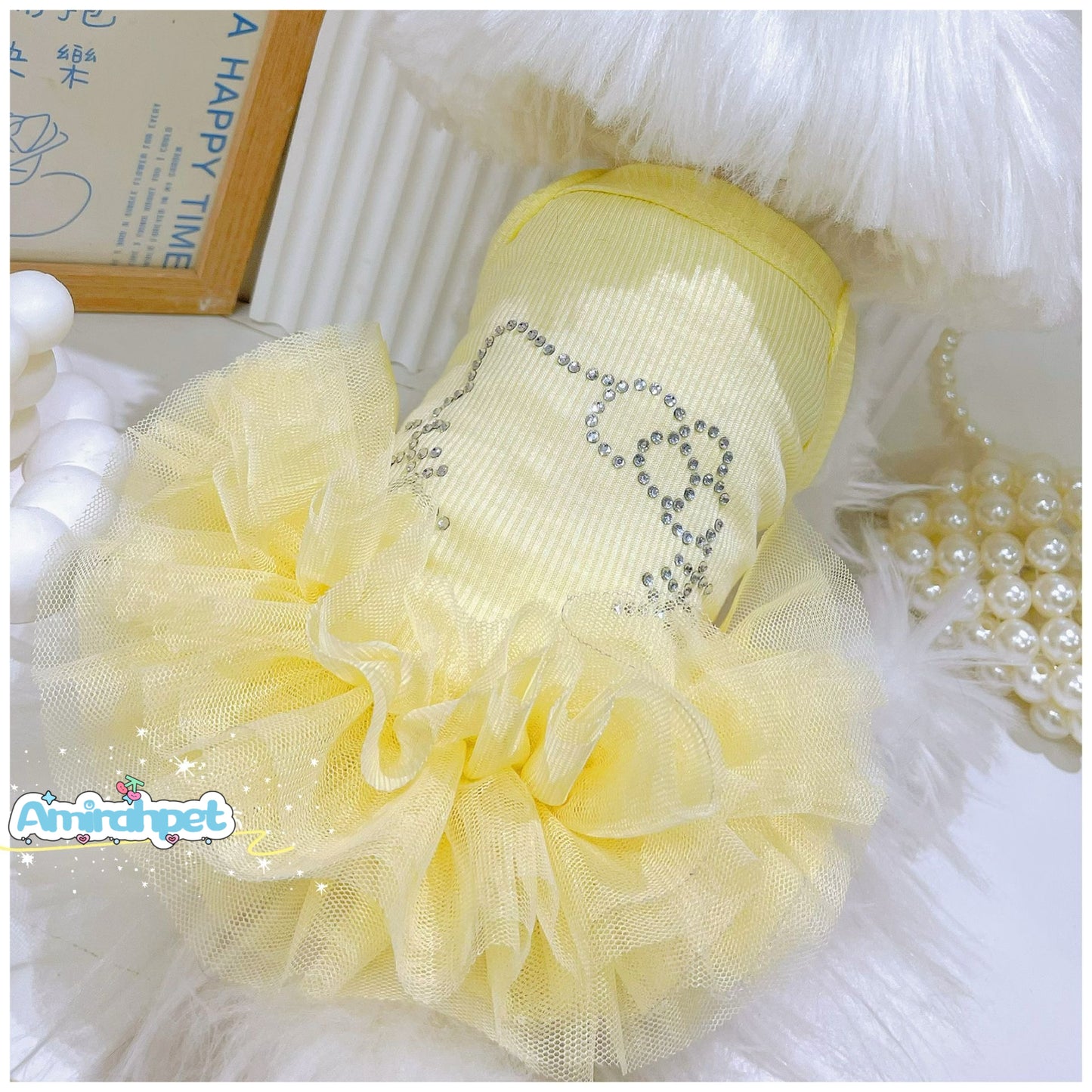 F005-Tutu Dress with Stretchy Material for Small Dog Summer Breathable Wear in 5 Colors-pink,purple,orange and green