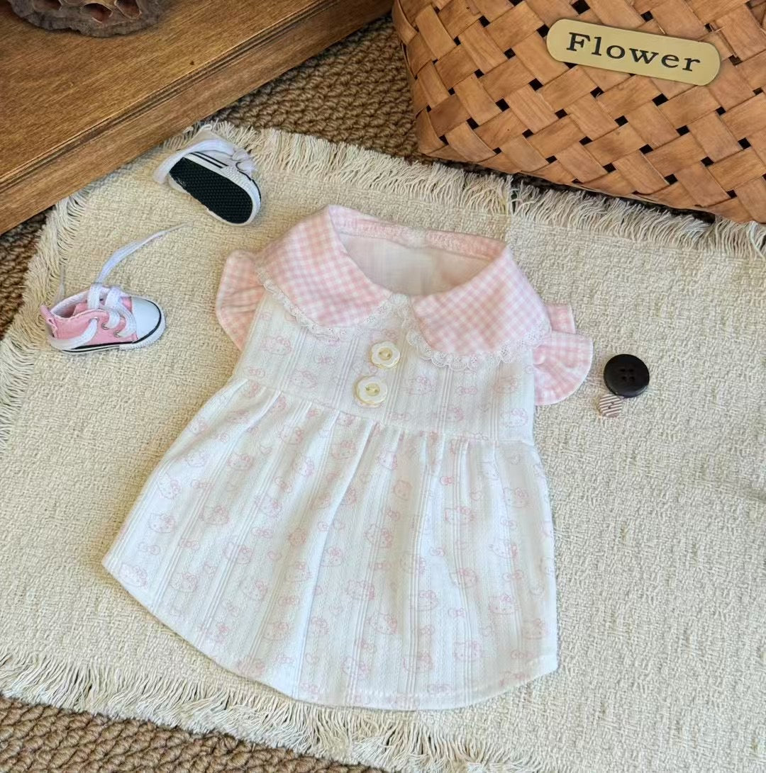 F010-Comfy Breathable Shirt for Female Dog Summer Cotton Shirt Pink for Small Dog with Adorable Cartoon Print