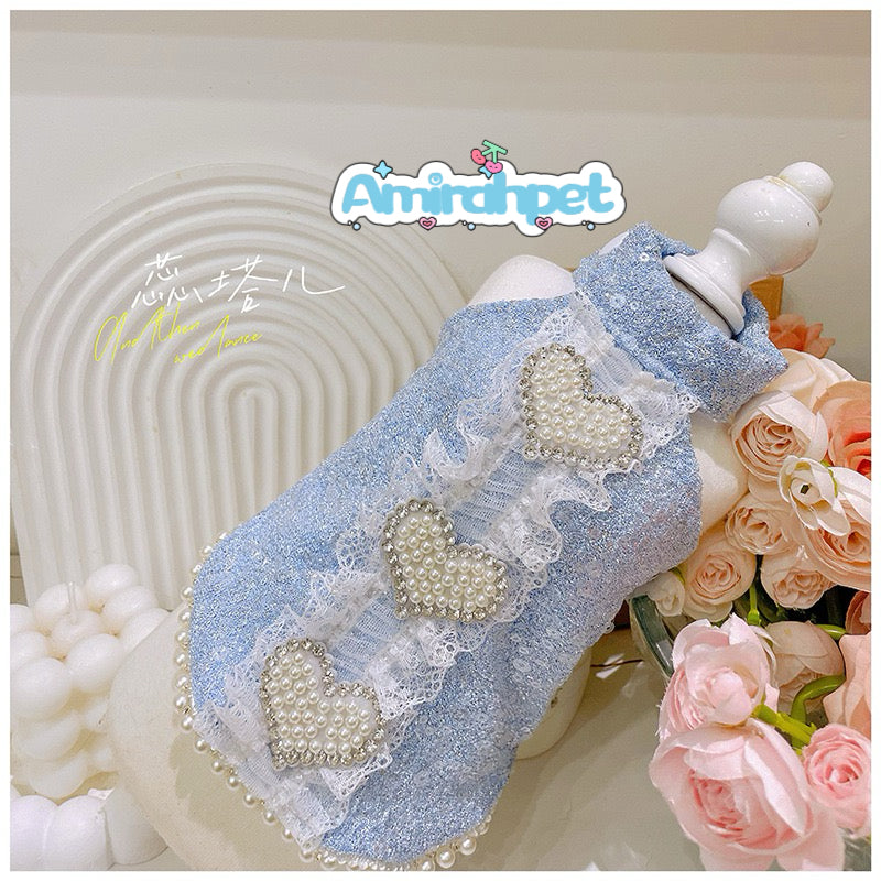 F013-Sequin Princess Dress for Extra Small Dogs – Tutu Vest Gown for Maltese, Yorkie, Bichon, and Toy Poodles