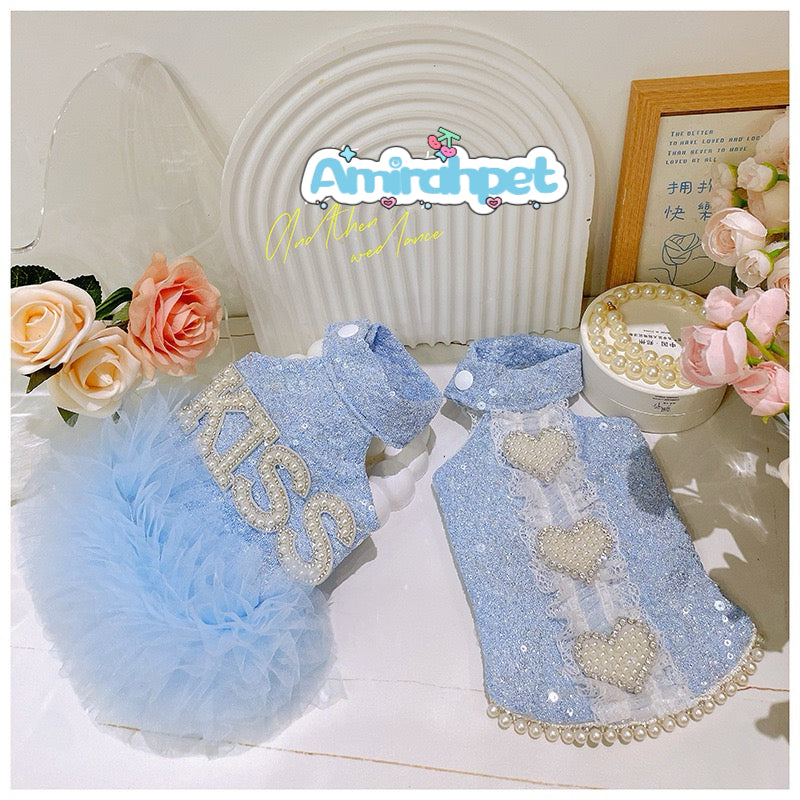 F013-Sequin Princess Dress for Extra Small Dogs – Tutu Vest Gown for Maltese, Yorkie, Bichon, and Toy Poodles