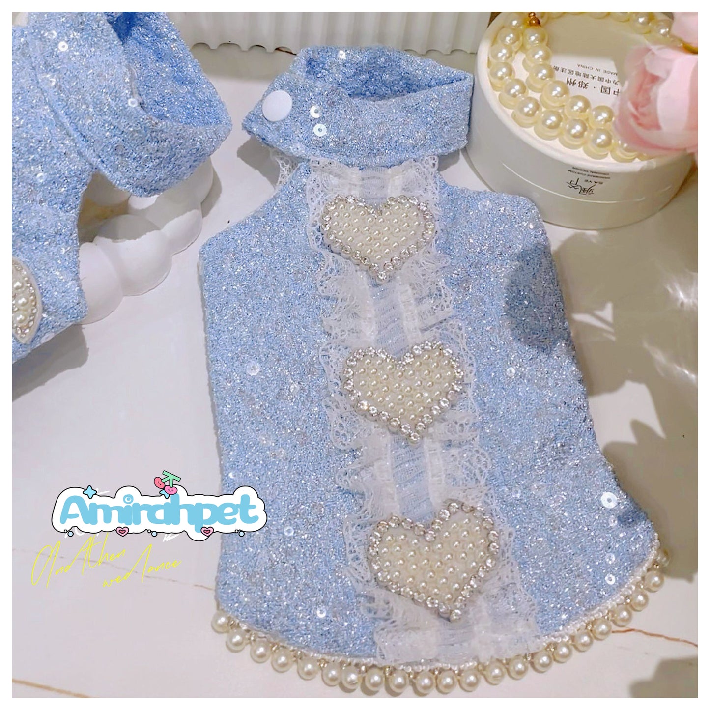 F013-Sequin Princess Dress for Extra Small Dogs – Tutu Vest Gown for Maltese, Yorkie, Bichon, and Toy Poodles