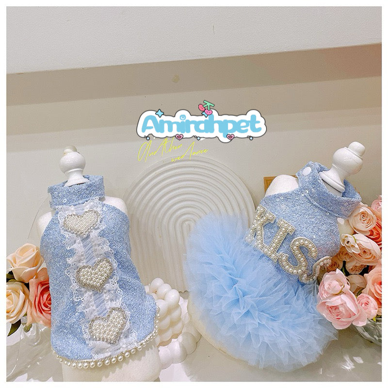 F013-Sequin Princess Dress for Extra Small Dogs – Tutu Vest Gown for Maltese, Yorkie, Bichon, and Toy Poodles