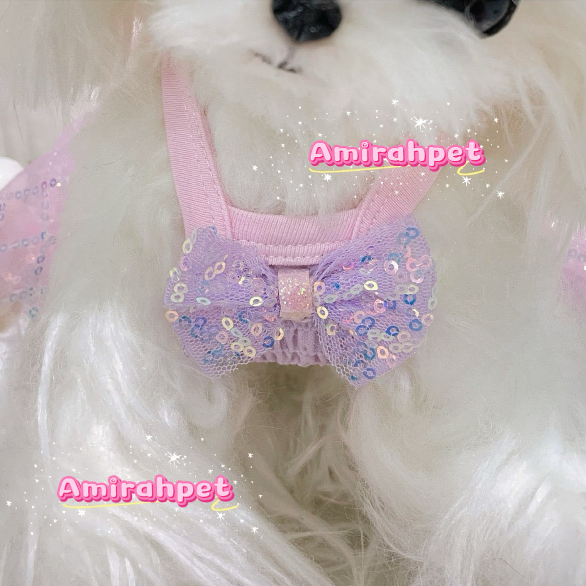 F022-Pink Sequin Dress for Small Female Dogs Summer Breathable Outfit with Elastic Chest for Bichon Maltese Poodle Toy Breeds