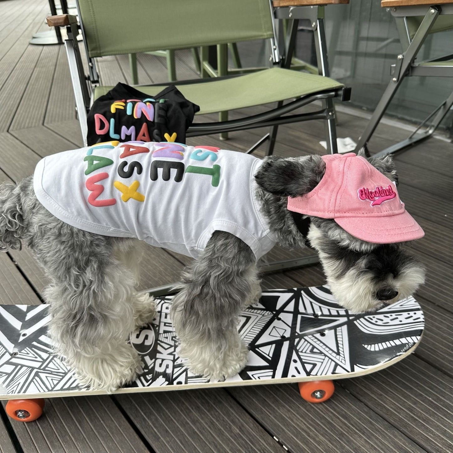 M009-White Vest Shirt with Colorful Letters Pattern Summer Wear Shirt for Small Dog Breathable Sleeveless
