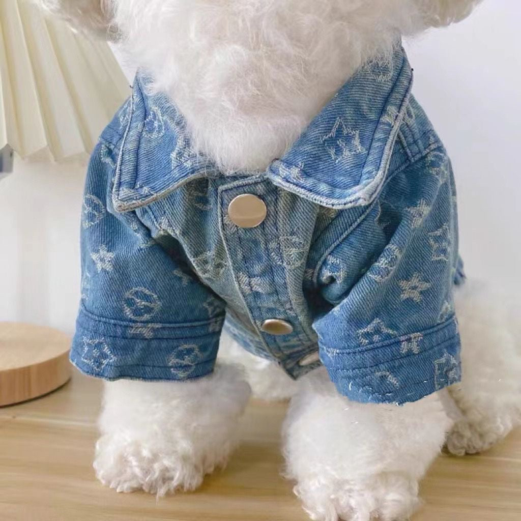 MF002-Blue Denim Shirt for Boy Dog and Cat Jean Shirt for Small Dog Clothes with Stylish Patterns and Buttons