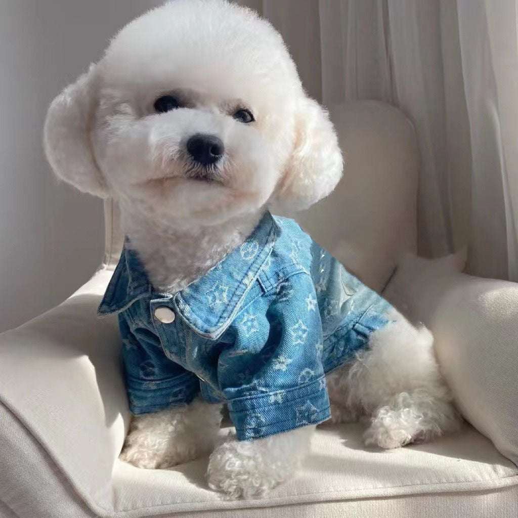 MF002-Blue Denim Shirt for Boy Dog and Cat Jean Shirt for Small Dog Clothes with Stylish Patterns and Buttons