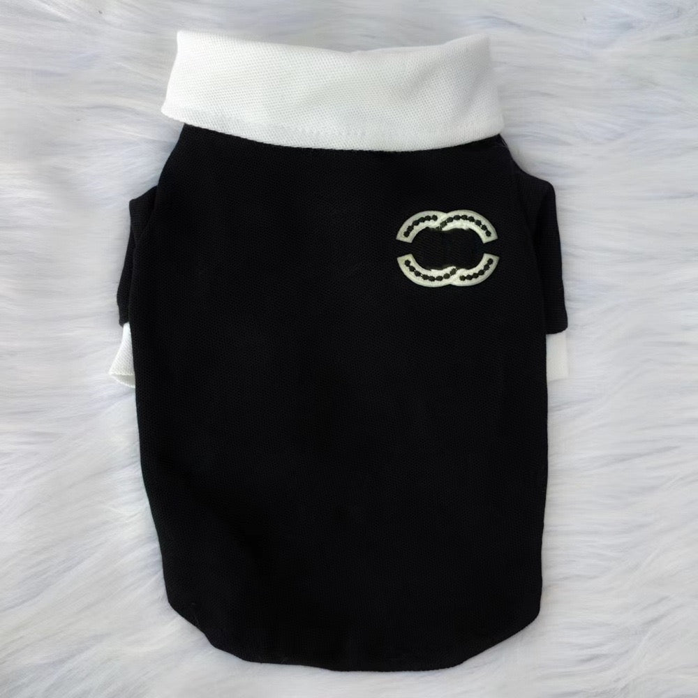 MF003-CC Style Black Shirt for Boy Dog Couple Wear Summer Breathable Fabric Comfortable Fit for Small Dogs