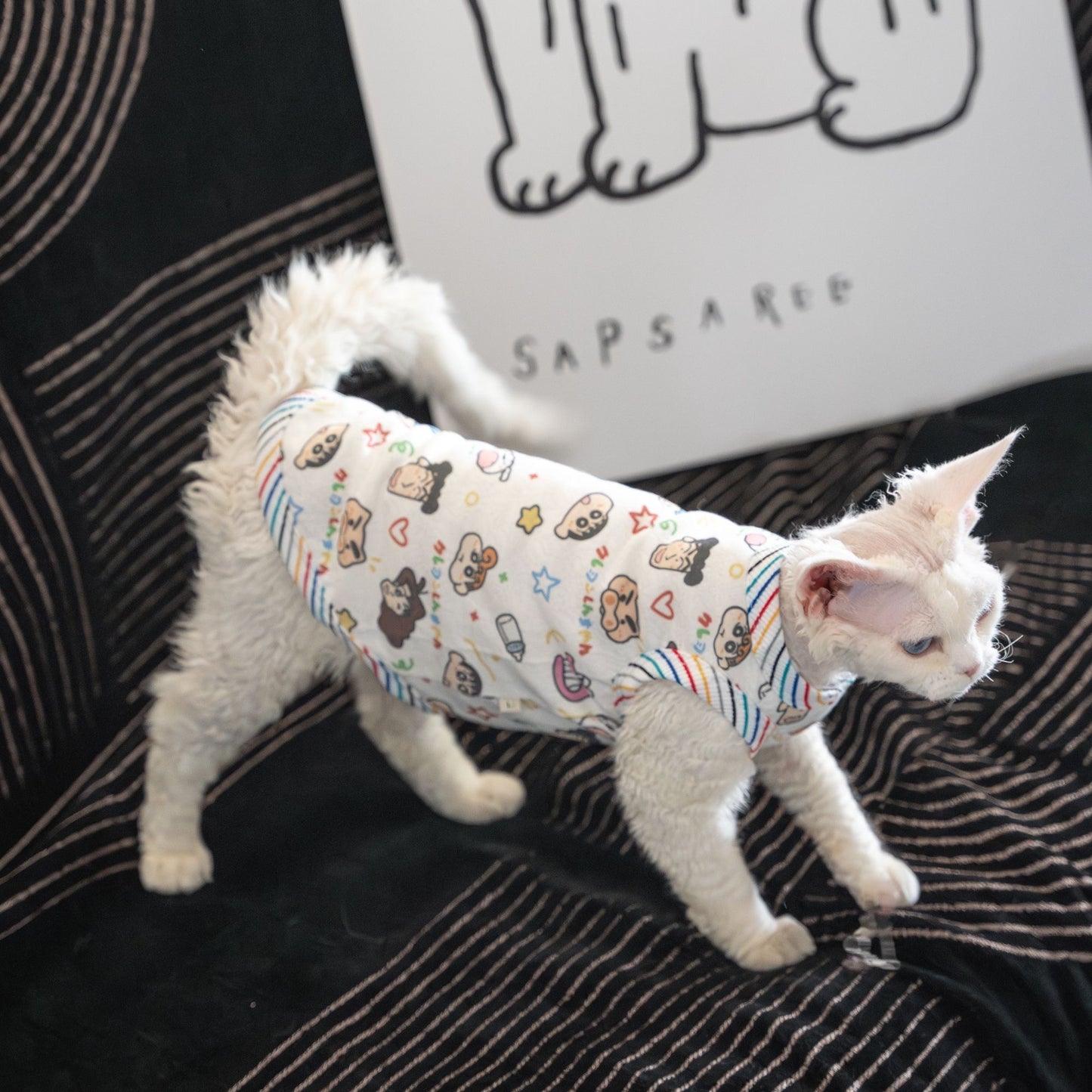 C014-Revon Dex Sphinx Cute Carton Print Shirt for Cat Summer Wear with Adorable Design and Comfortable Fit