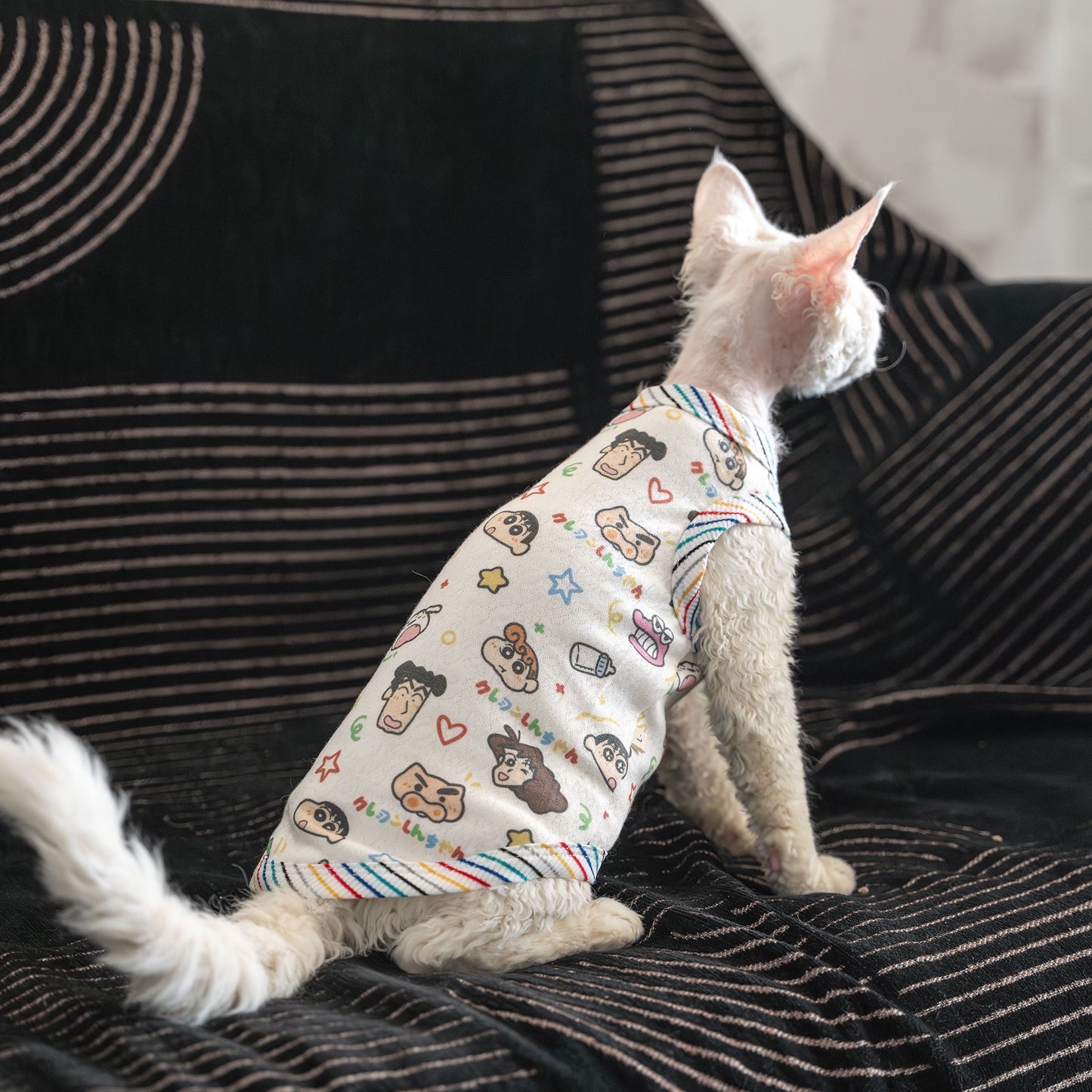 C014-Revon Dex Sphinx Cute Carton Print Shirt for Cat Summer Wear with Adorable Design and Comfortable Fit