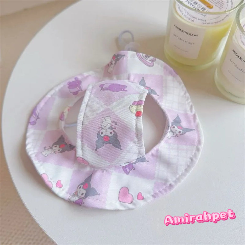 A03-Cartoon Print Hat for Small Dog - Adorable Design in Blue Yellow and Pink Colors