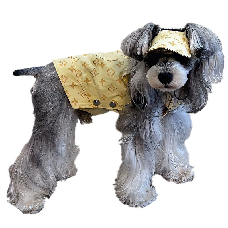 FF001-Yellow Clover Strap Skirt Dog Clothes Trendy Summer Thin Small Dog Pet Strap Skirt Adjustable Bigbear Teddy Corgi Schnauzer
