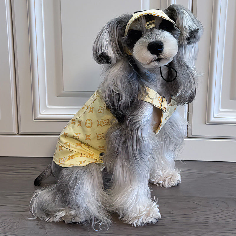 FF001-Yellow Clover Strap Skirt Dog Clothes Trendy Summer Thin Small Dog Pet Strap Skirt Adjustable Bigbear Teddy Corgi Schnauzer