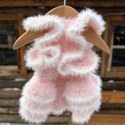 F027-Luxury Plush Dog Sweater Dress –Cloudy Soft Imitation Mink Winter Outfit for Small Breeds Like Yorkie, Maltese & Bichon