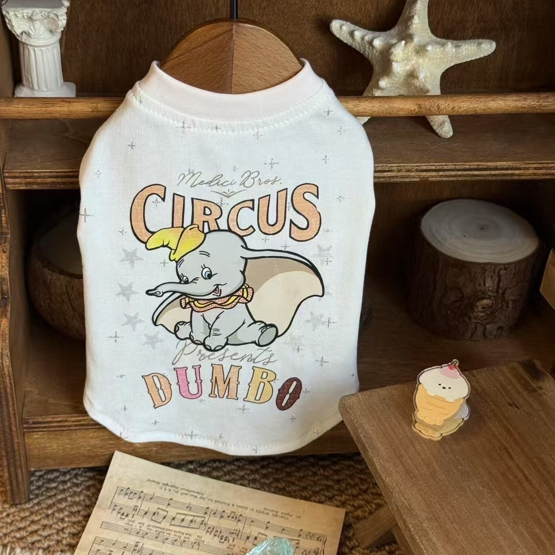 Cute Elephant Shirt for Boy Dog Comfy Cotton Material with Glitters for Small Breathable Wear Bichon Poodle Circus Design