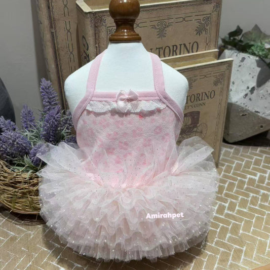 Pink Leopard Print Tutu Dress for Small Dogs Breathable Stretchy Material Summer Wear Comfortable Fit Stylish Design
