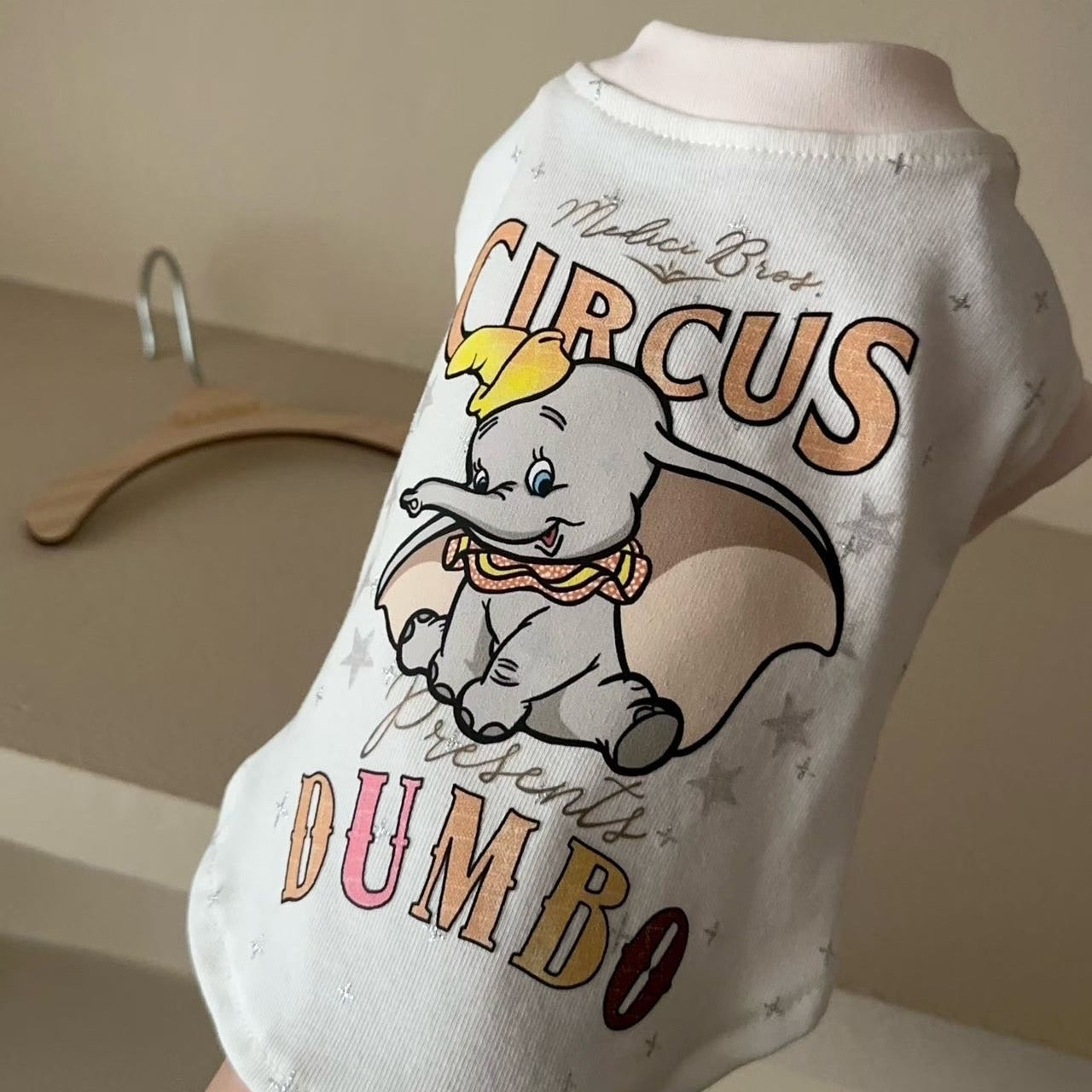 Cute Elephant Shirt for Boy Dog Comfy Cotton Material with Glitters for Small Breathable Wear Bichon Poodle Circus Design