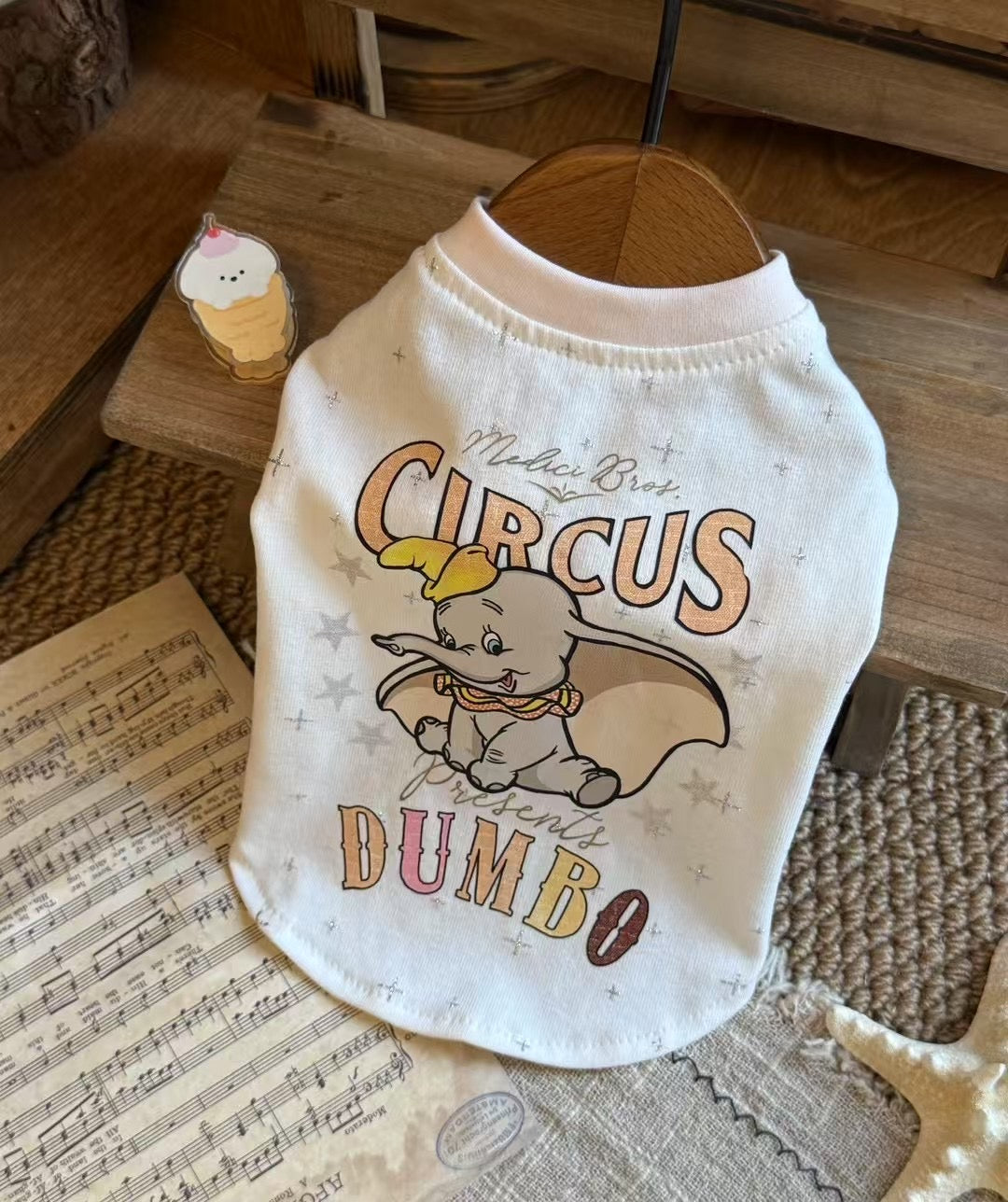 Cute Elephant Shirt for Boy Dog Comfy Cotton Material with Glitters for Small Breathable Wear Bichon Poodle Circus Design