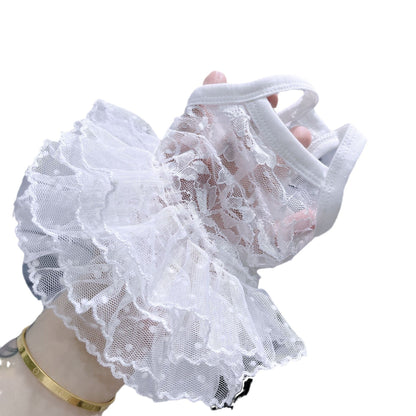 F014-White Dog Lace Dress Maltese Bichon Cat Stretch White Suspenders Gauze Skirt Pettiskirt