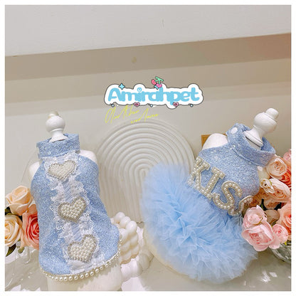F013-Sequin Princess Dress for Extra Small Dogs – Tutu Vest Gown for Maltese, Yorkie, Bichon, and Toy Poodles