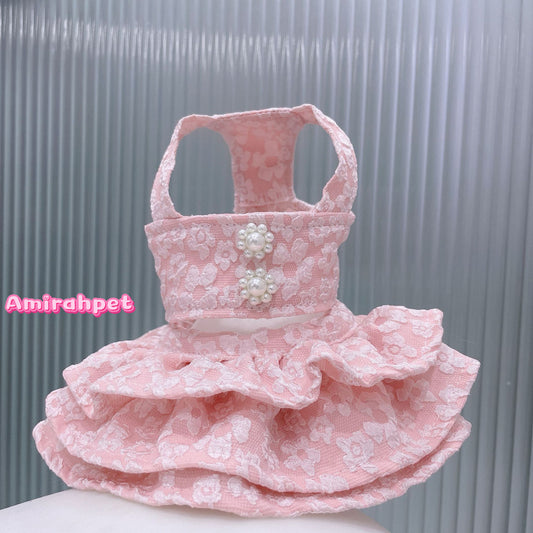 Hot Girl Dress Summer Strap Pet Skirt Soft Seersucker Material Breathable & Durable Puppy Clothes