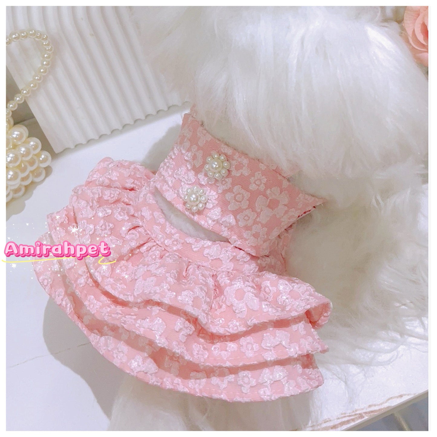 Hot Girl Dress Summer Strap Pet Skirt Soft Seersucker Material Breathable & Durable Puppy Clothes