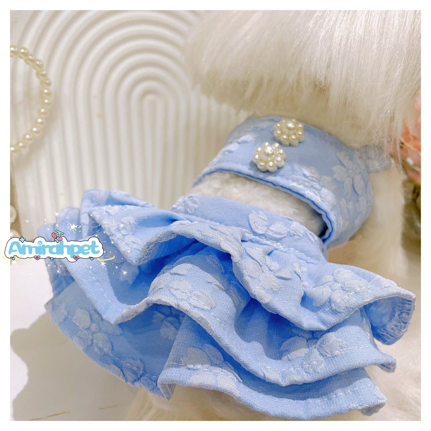 Hot Girl Dress Summer Strap Pet Skirt Soft Seersucker Material Breathable & Durable Puppy Clothes