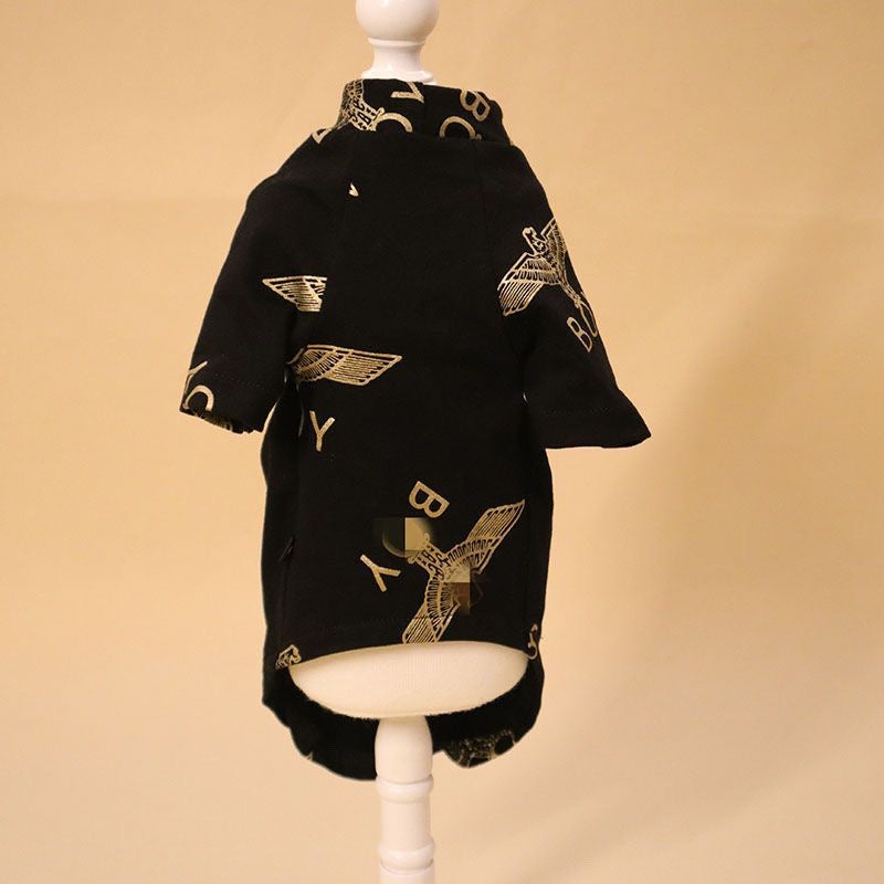C007-Black T-Shirt for Cats Summer Wear Comfy Shirt for Devon Rex & Sphinx Cats with Gold Print  Design