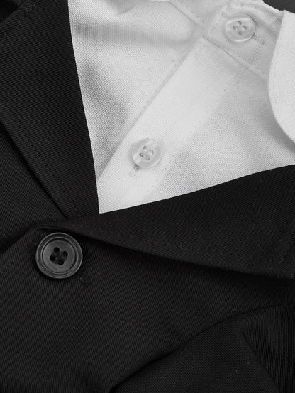 M002-Faux Two-Piece Blazer Tux for Small Dog Male Wedding Tuxedo for Poodle Bichon Stylish Black Formal Suit with White Collar