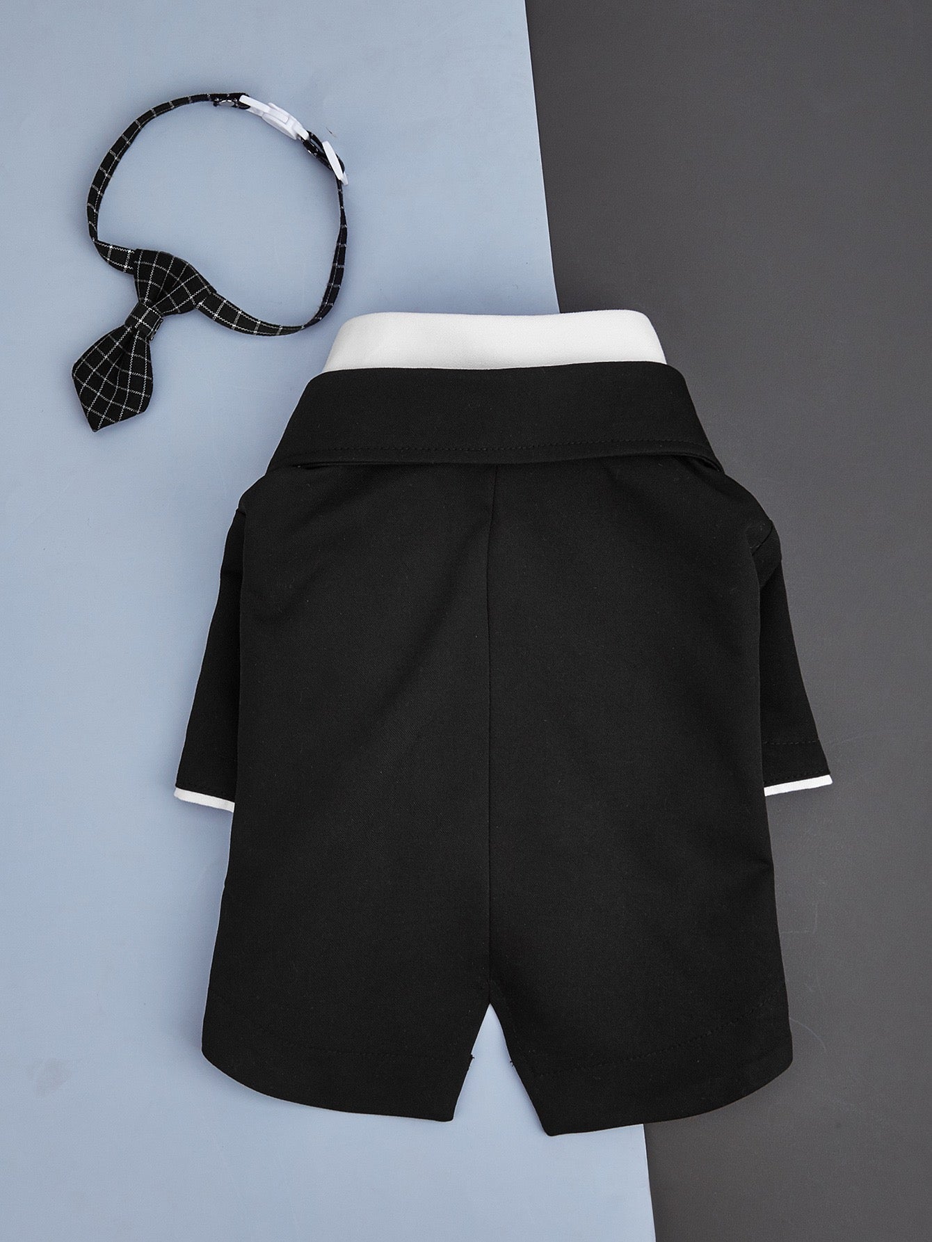 M002-Faux Two-Piece Blazer Tux for Small Dog Male Wedding Tuxedo for Poodle Bichon Stylish Black Formal Suit with White Collar