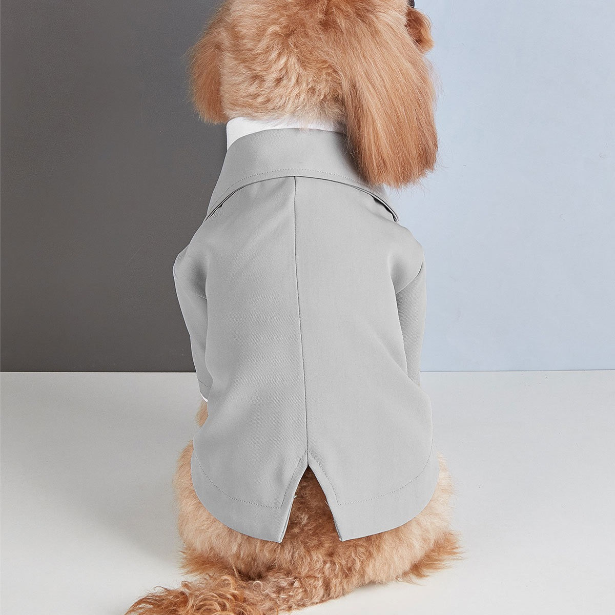 M002-Faux Two-Piece Blazer Tux for Small Dog Male Wedding Tuxedo for Poodle Bichon Stylish Black Formal Suit with White Collar