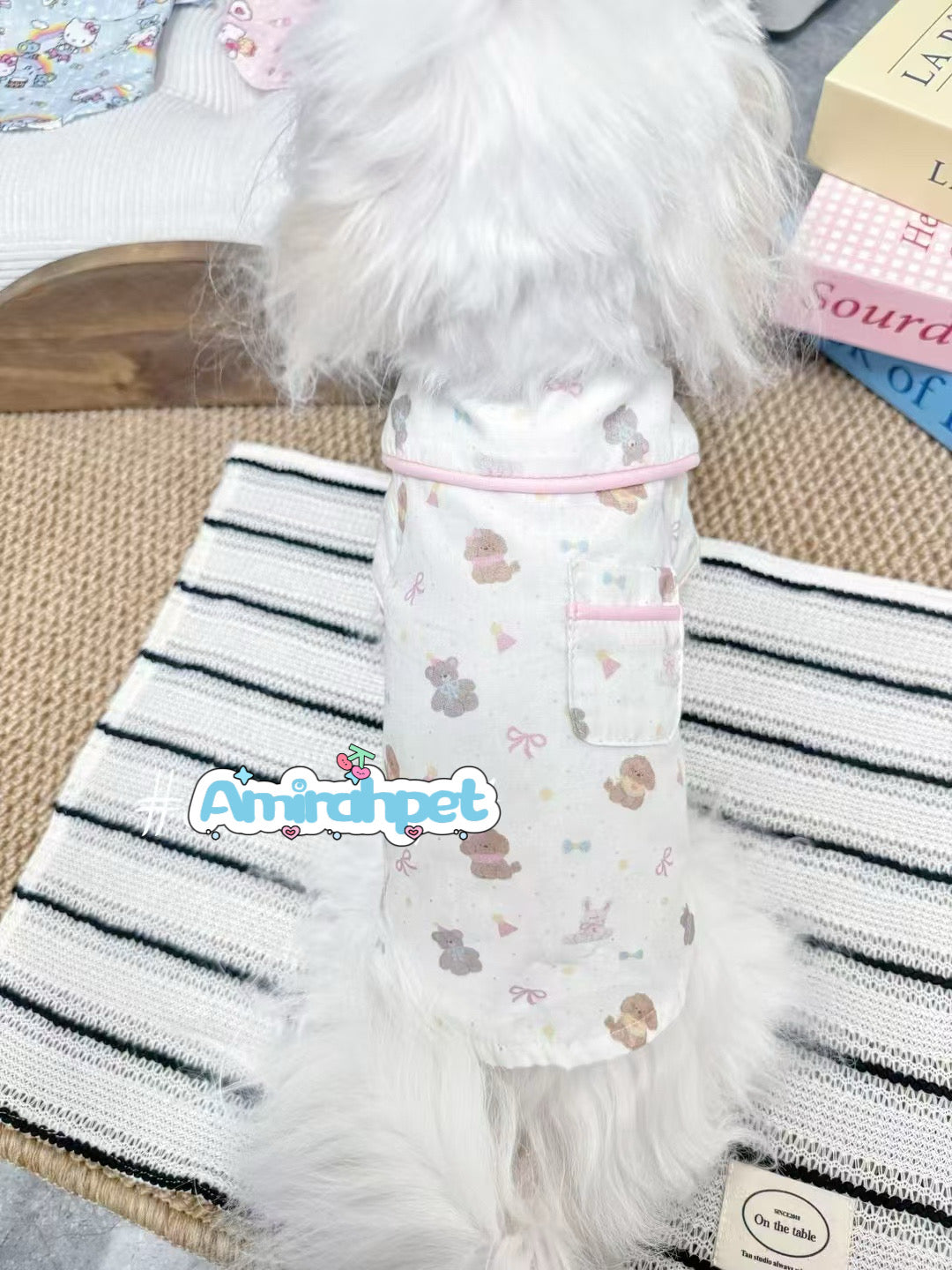 F019-Comfy Breathable Pajama for Small Dogs Female Puppy Pajama for Poodle Bichon Maltese Summer Pajama with Adorable Hello Kitty Design