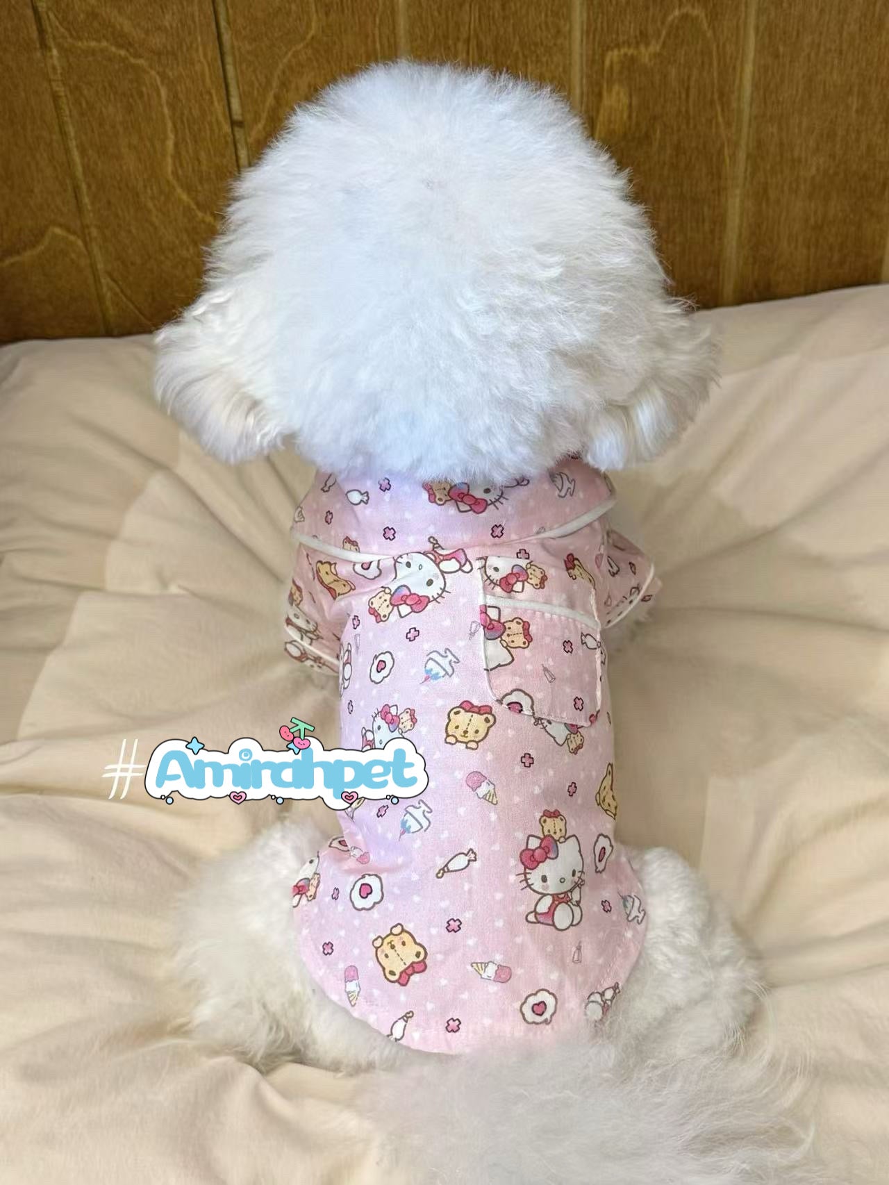 F019-Comfy Breathable Pajama for Small Dogs Female Puppy Pajama for Poodle Bichon Maltese Summer Pajama with Adorable Hello Kitty Design