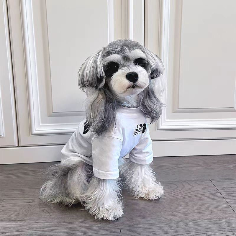 M004-Boy Dog Clothes Breathable Shirt for Basic Summer Wear Small Poodle Bichon Maltese Dogs White Tee with Logo