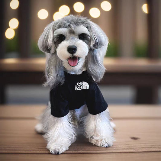 M004-Boy Dog Clothes Breathable Shirt for Basic Summer Wear Small Poodle Bichon Maltese Dogs White Tee with Logo