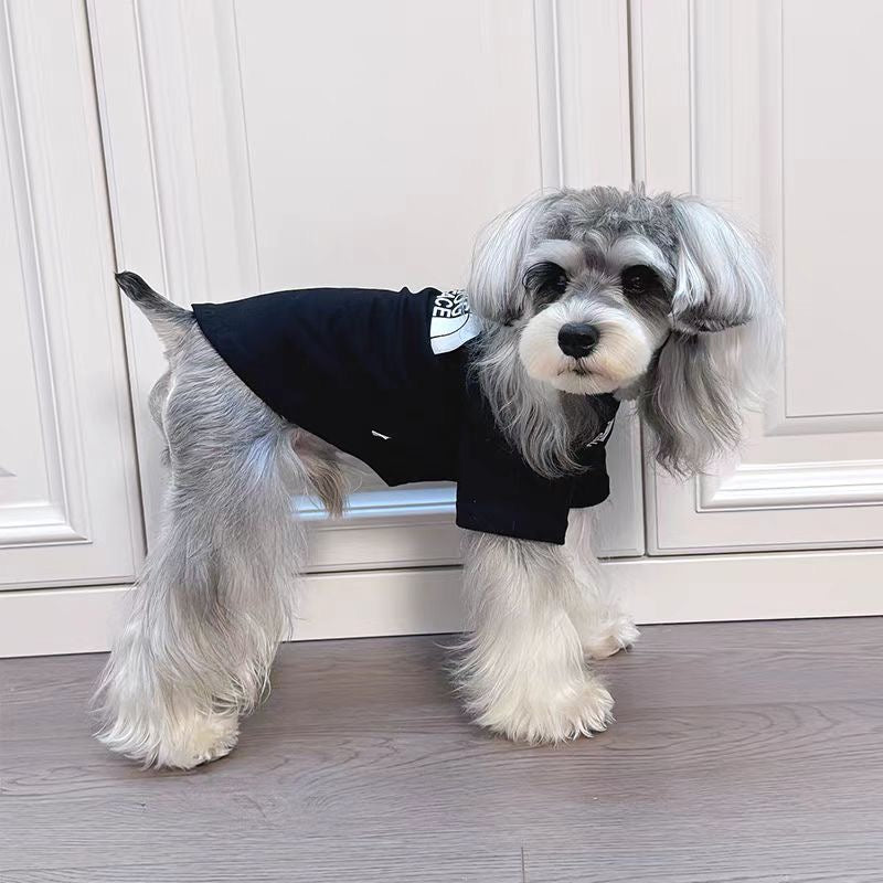 M004-Boy Dog Clothes Breathable Shirt for Basic Summer Wear Small Poodle Bichon Maltese Dogs White Tee with Logo