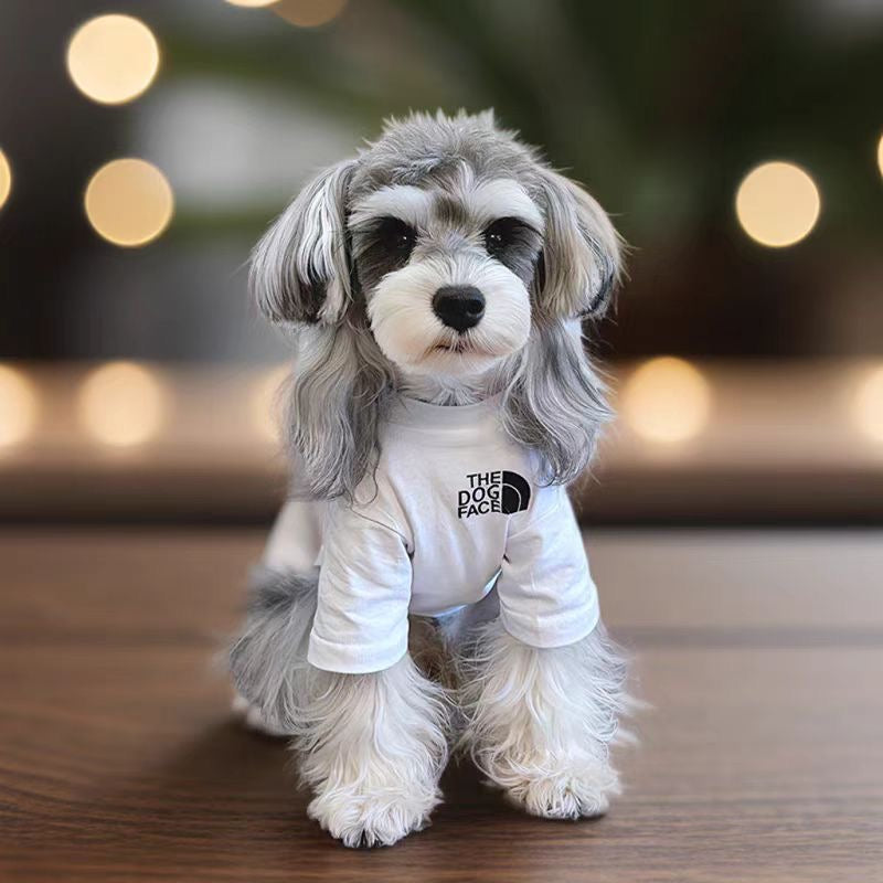 M004-Boy Dog Clothes Breathable Shirt for Basic Summer Wear Small Poodle Bichon Maltese Dogs White Tee with Logo