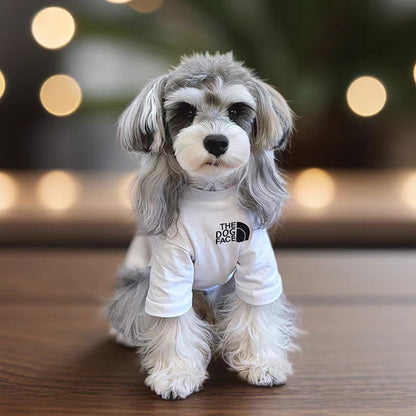 M004-Boy Dog Clothes Breathable Shirt for Basic Summer Wear Small Poodle Bichon Maltese Dogs White Tee with Logo