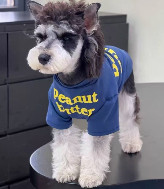 M006-Peanut Butter Tshirt in Blue Color for Boys Summer Shirt Cotton Comfy Wear for Small Dogs Shnauzer Poodle