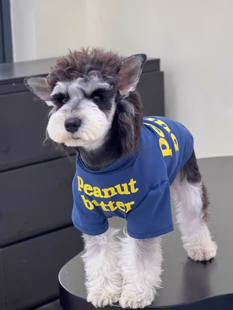 M006-Peanut Butter Tshirt in Blue Color for Boys Summer Shirt Cotton Comfy Wear for Small Dogs Shnauzer Poodle