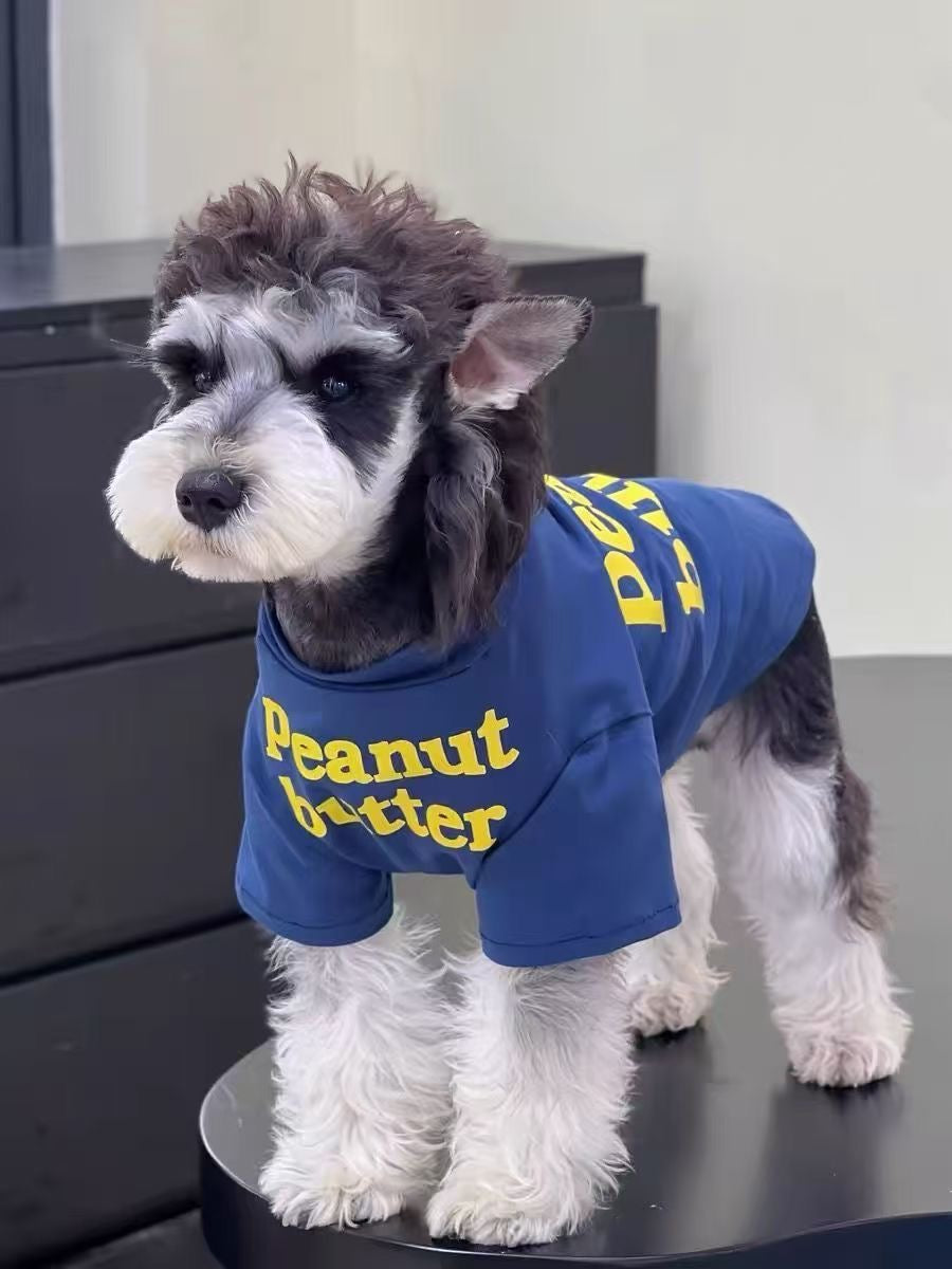 M006-Peanut Butter Tshirt in Blue Color for Boys Summer Shirt Cotton Comfy Wear for Small Dogs Shnauzer Poodle