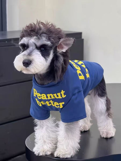 M006-Peanut Butter Tshirt in Blue Color for Boys Summer Shirt Cotton Comfy Wear for Small Dogs Shnauzer Poodle
