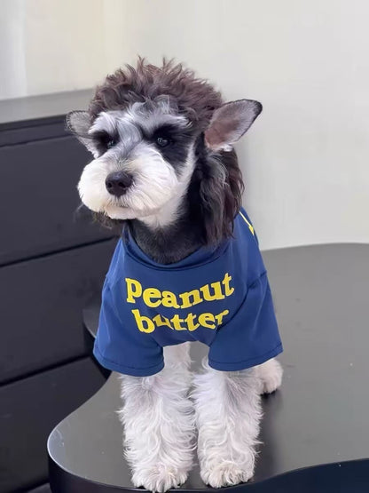 M006-Peanut Butter Tshirt in Blue Color for Boys Summer Shirt Cotton Comfy Wear for Small Dogs Shnauzer Poodle