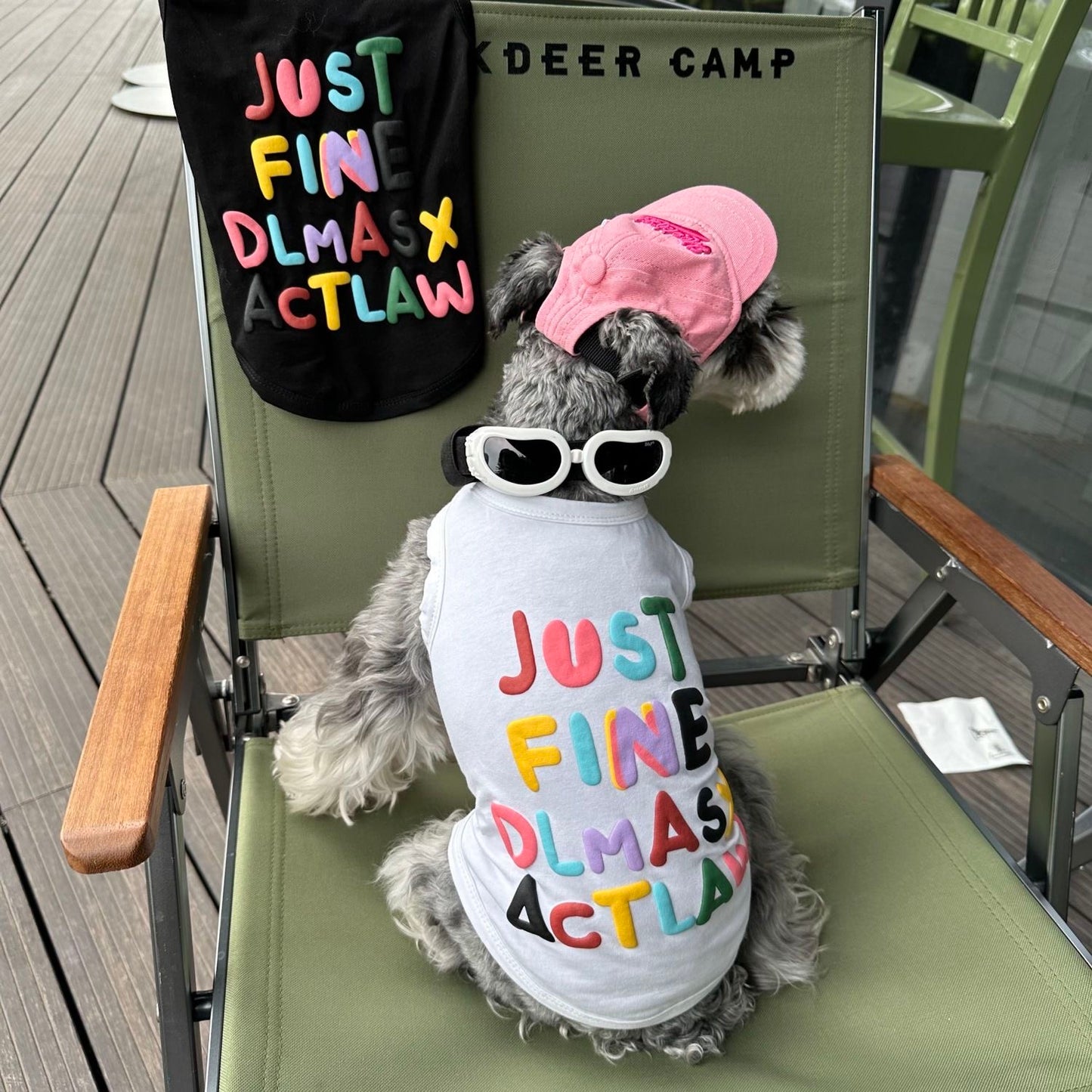 M009-White Vest Shirt with Colorful Letters Pattern Summer Wear Shirt for Small Dog Breathable Sleeveless
