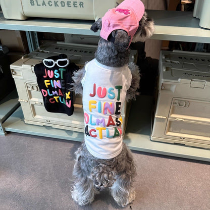 M009-White Vest Shirt with Colorful Letters Pattern Summer Wear Shirt for Small Dog Breathable Sleeveless