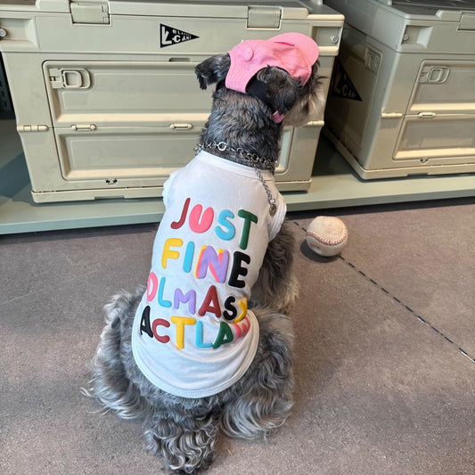 M009-White Vest Shirt with Colorful Letters Pattern Summer Wear Shirt for Small Dog Breathable Sleeveless
