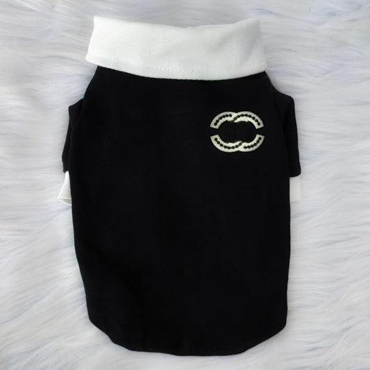 MF003-CC Style Black Shirt for Boy Dog Couple Wear Summer Breathable Fabric Comfortable Fit for Small Dogs