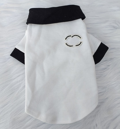 MF003-CC Style Black Shirt for Boy Dog Couple Wear Summer Breathable Fabric Comfortable Fit for Small Dogs