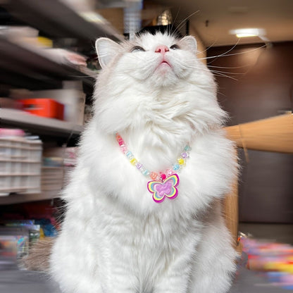 A002-Cute Necklace Butterfly Colorful Rainbow Color for Dogs Cats Small Pets Pet Accessories Birthday Gift