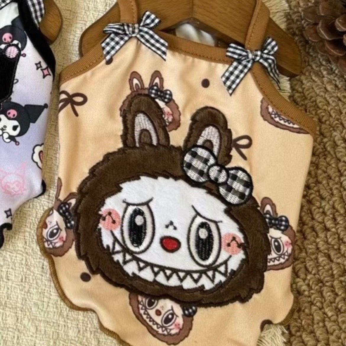 F022-Cartoon Embroidery Shirt for Summer Small Dogs Breathable Wear for Poodle Bichon with Adorable Character Designs