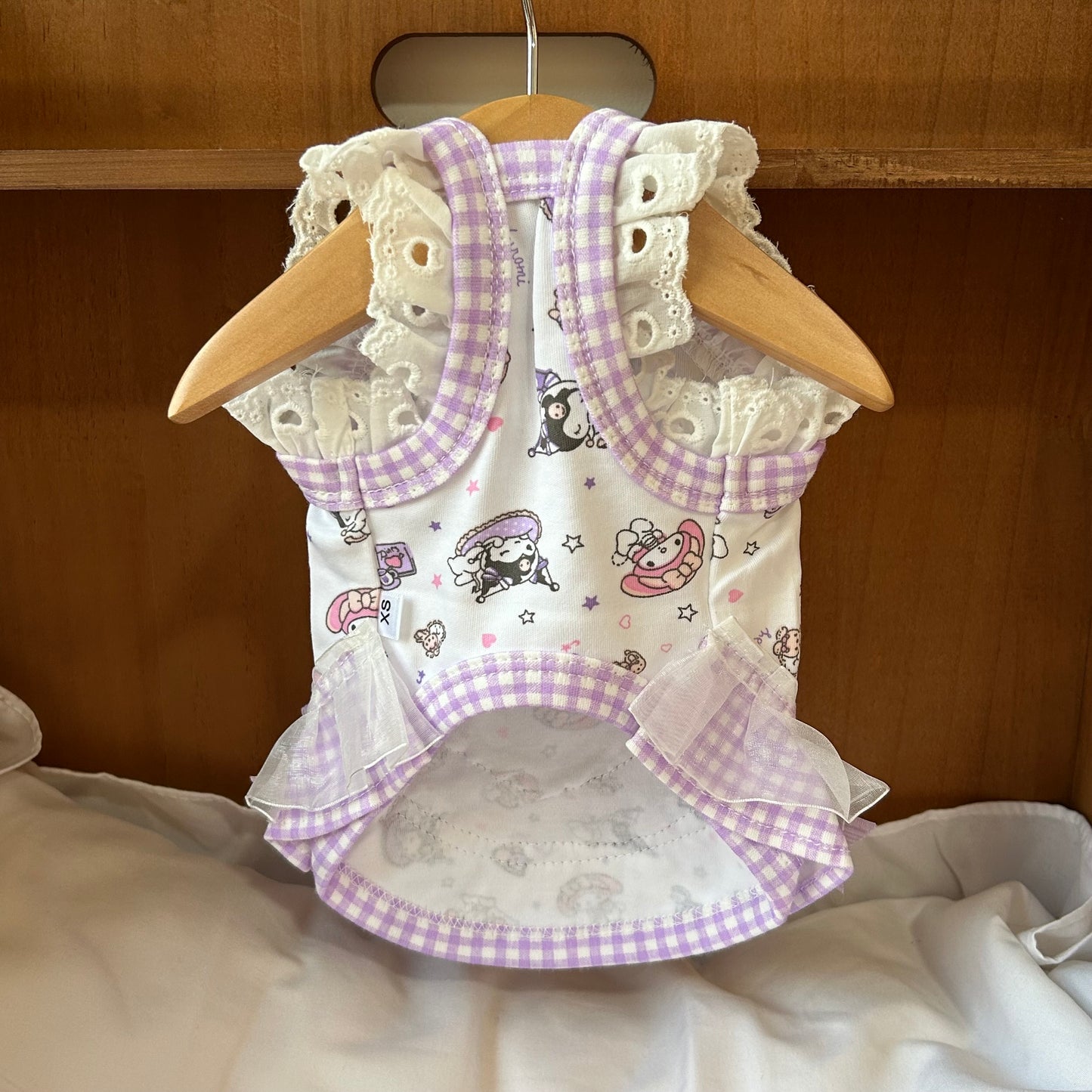 F024-Purple Kuku Shirt for Small Dogs Puppy Wear Stretchy Clothes Summer Breathable Wear with Adorable Cat Design